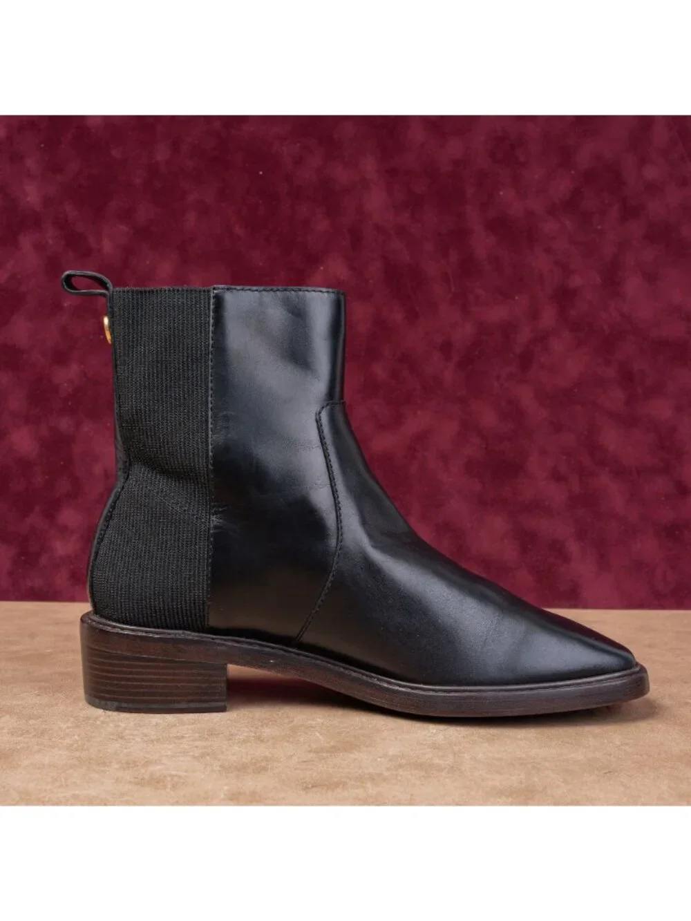 Tory Burch Women Black Leather Elastic Fashion Dress Chelsea Boots sz 11